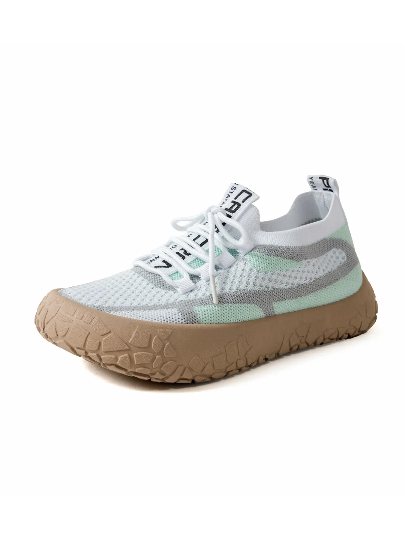 Women's Flyknit Mesh Slip-On Rubber Sole Flat Shoes, Thick Sole Comfortable Shock Absorbing Lightweight Casual Walking Sports Shoes