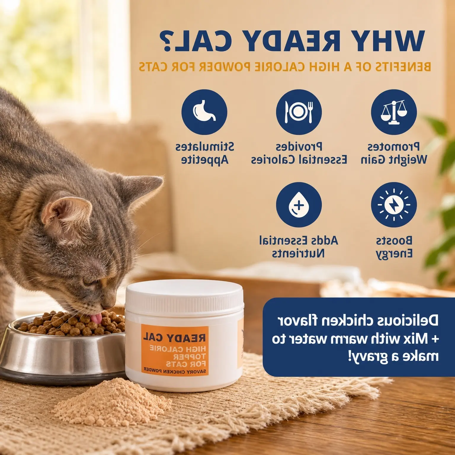 Ready Cal Powder for Cats - High-Calorie Weight Gainer & Appetite Stimulant, Energy Booster, Veterinarian-Approved Supplement with Vitamins & Minerals, Chicken FlavorGift