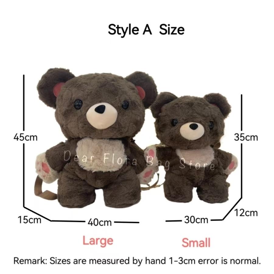 New Cute Plush Brown Bear Backpack Kawaii Soft Animal Knapsack High Quality Lolita Furry Shoulder Bag Fashion Girl Birthday Gift