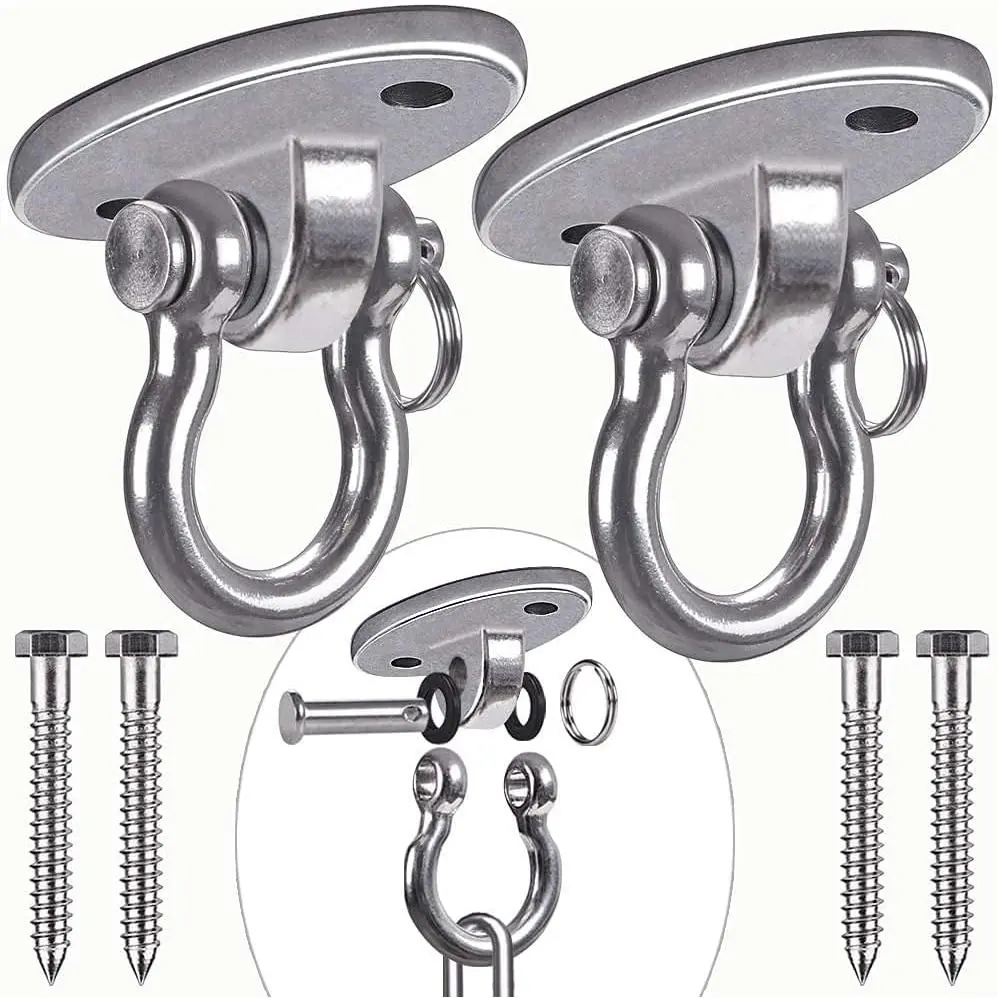 Heavy Duty Swing Hanger Stainless Steel Ceiling Swing Mount 180° Hanging Chairs Hanger for Hammock Chair, Porch Swings, Aerial Silks, Punching Bag, 2000 LB Capacity