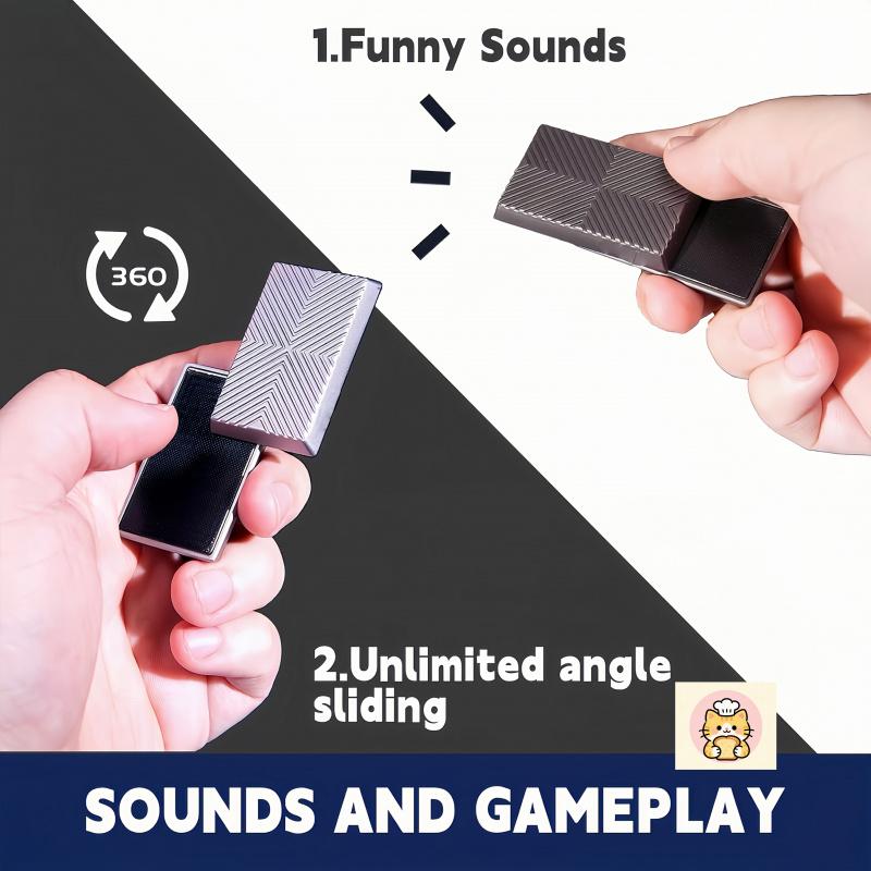 Fidget Toy for Kids Adults Stress Relief EDC Metal Slider Unblock Puzzle with Rotating Tactile Sound for Gift Desk Toy