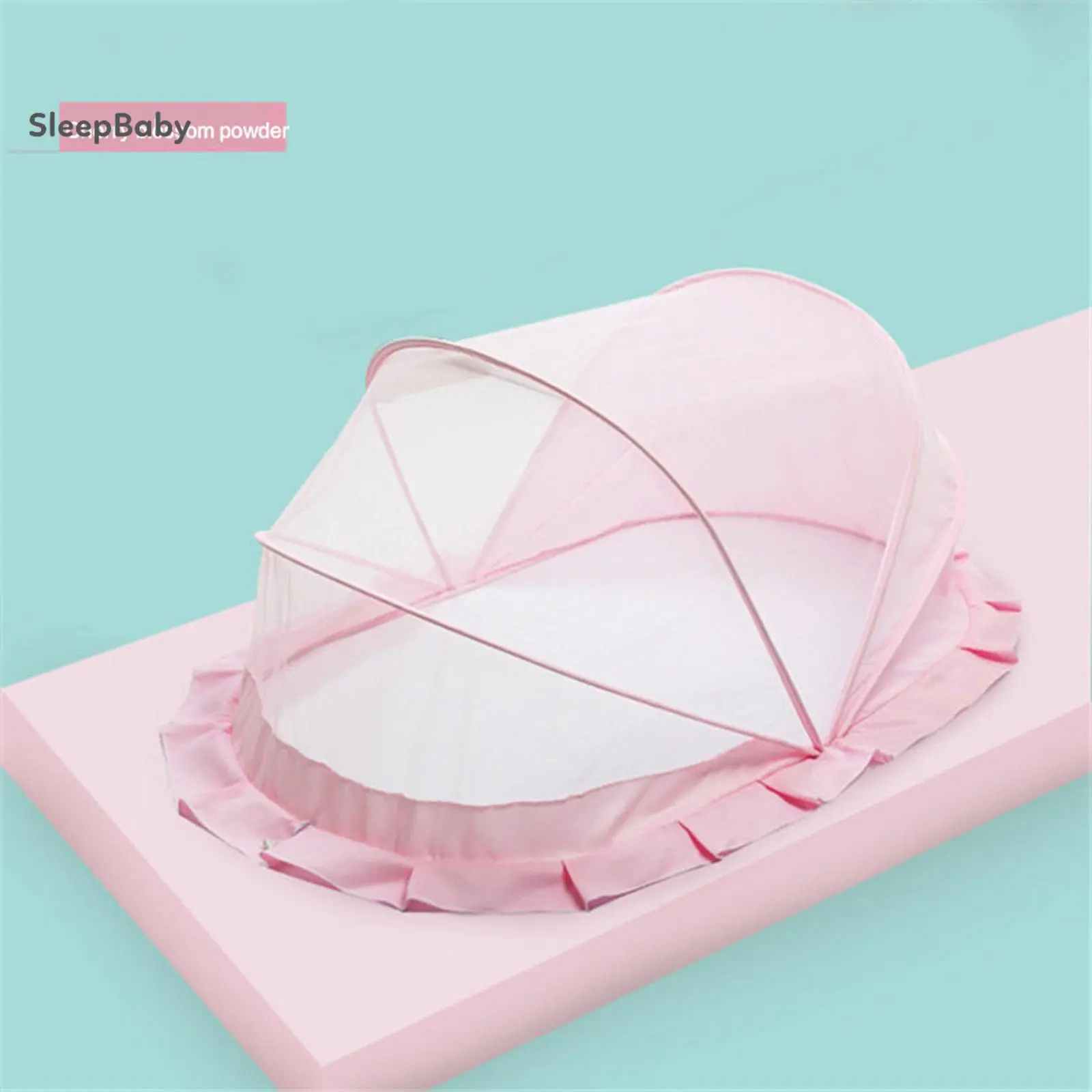 Foldable Baby Mosquito Net Sheer Mesh Ruffled Edge Canopy for Home Travel Camping