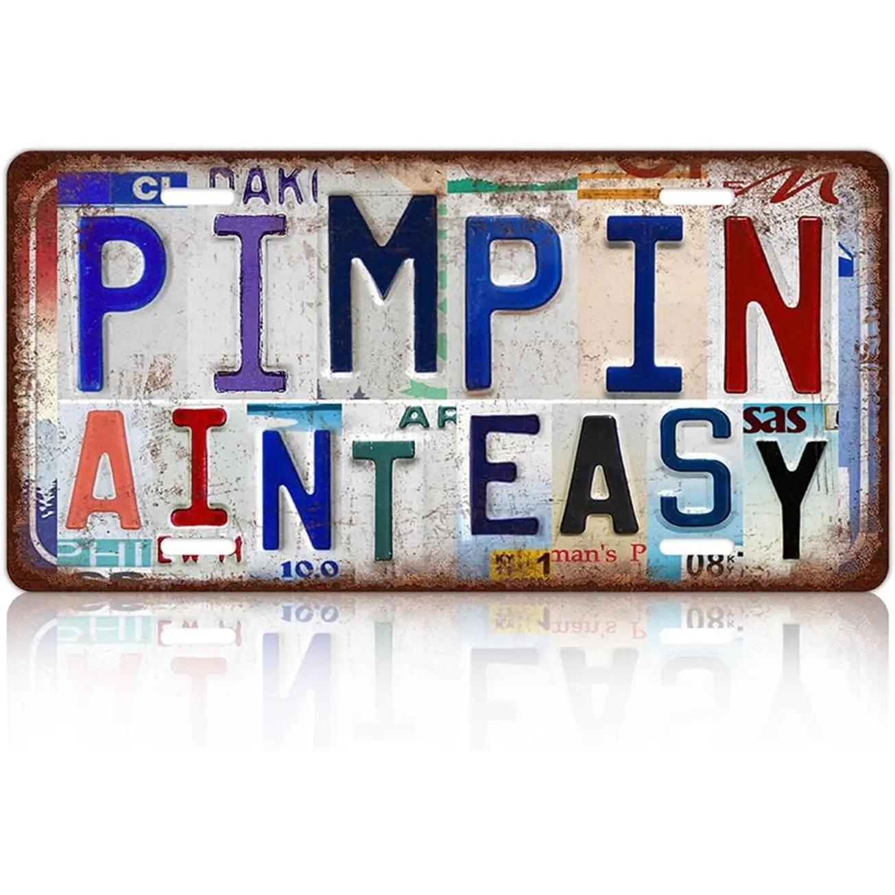 12x6 In Vintage License Plate Style Tin Sign - "Pimpin Aint Easy" plate-a-01 Retro Metal Plaque, Home Decor Wall Art for Garage, Man Cave