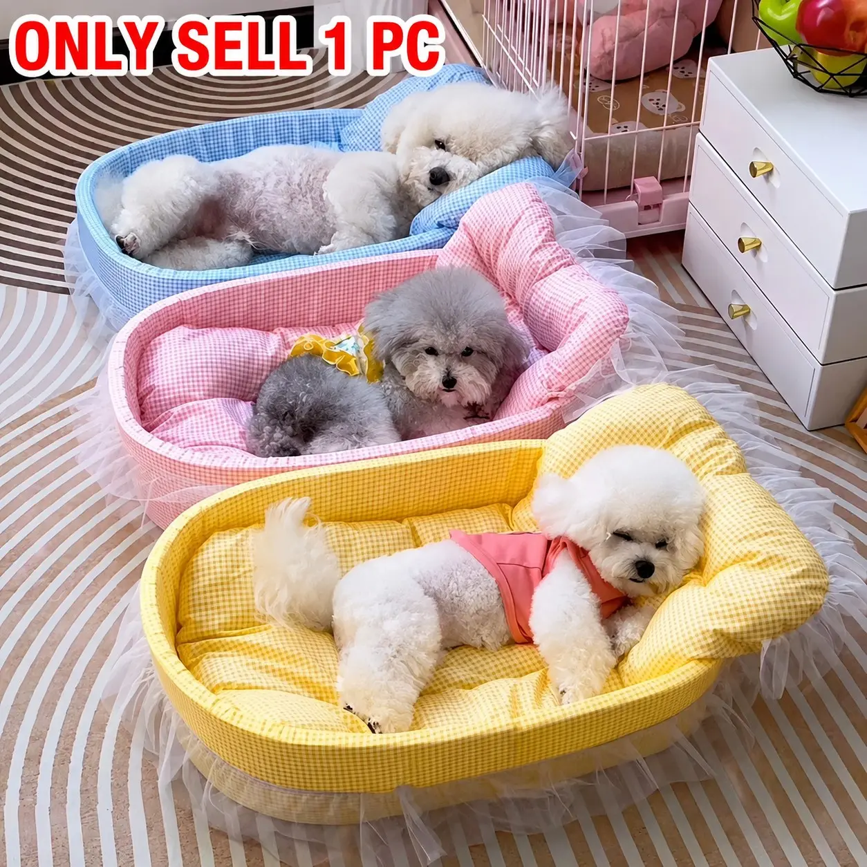 All-Season Cat or small dog Bed, Puppy Bed, Spring Summer Autumn Winter Pet Mat, Princess Small Dog Bed, Cool Mattress, Dual-Use Warmth, Comfortable & Durable