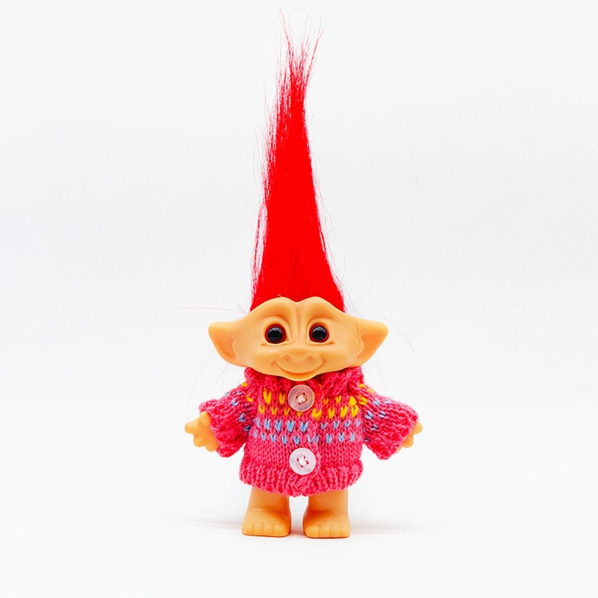 10CM Troll Doll Figure Vibrant Hair Lucky Trolls Anime Collectible Stress Relief Toy Sensory Play Anxiety Relief Kids Adults Desk Decor Birthday Halloween Christmas Gift