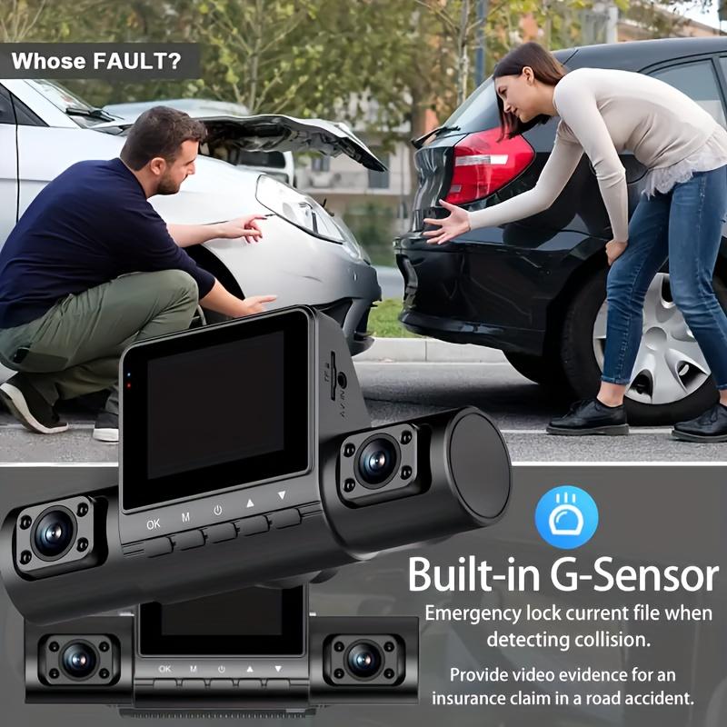 4-Lens Dash Camera Full HD Vehicle DVR with 2-Inch Display, Night Vision, Loop Recording, Motion Detection, Front & Rear Wireless Recording, Rear View Mirror Dash Cam for Accident Evidence, Safe Driving, Parking Monitor, Optional 32GB Storage, Dashcam, Fu