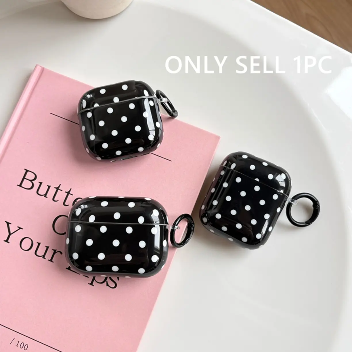 Fashionable Simple Black White Polka Dots Glossy Surface Earphone Protective Cover Case For AirPods 1 2 3 4 Pro Pro2 Pro3 Protection