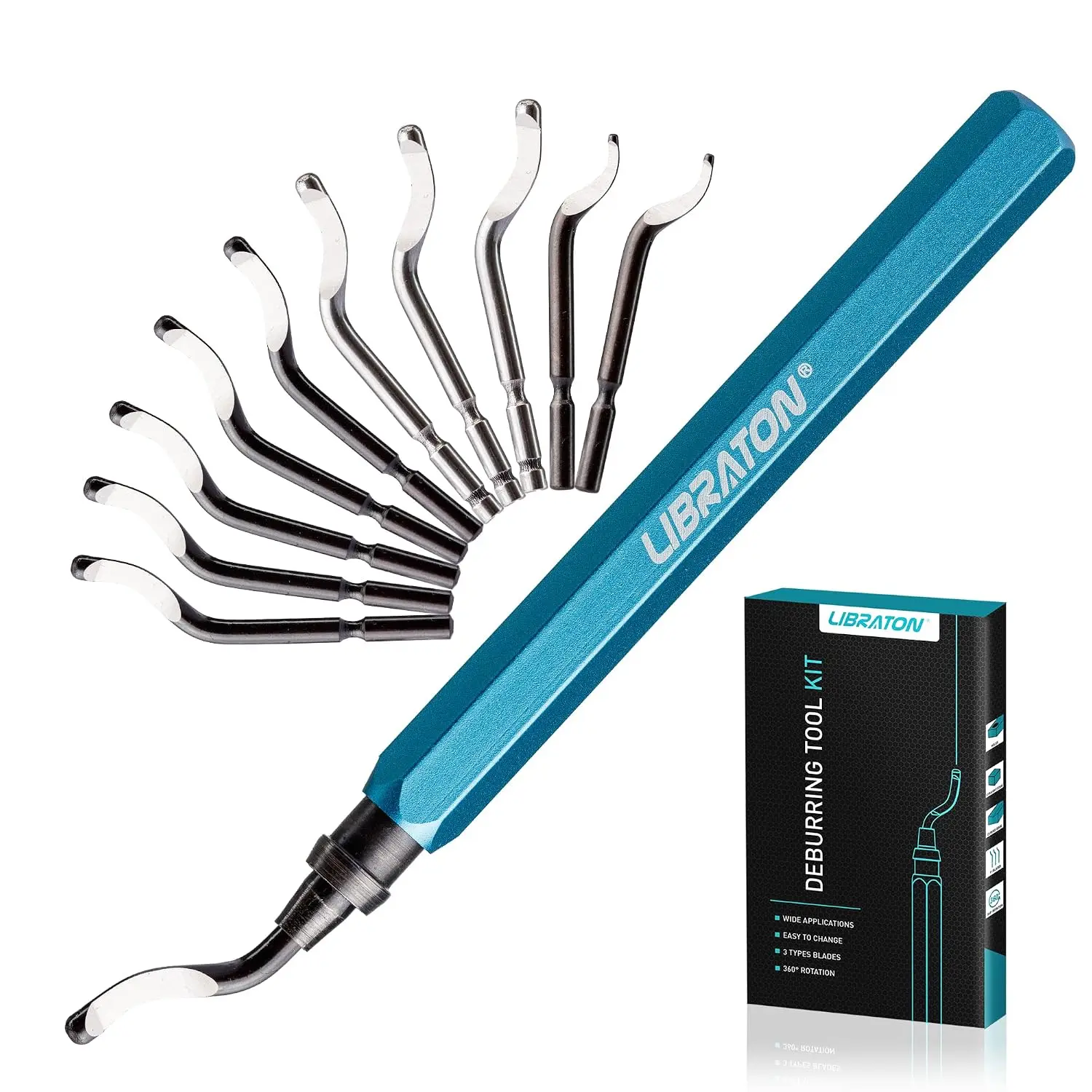 Deburring Tool with 11 High Speed Blades, 360 Degree
