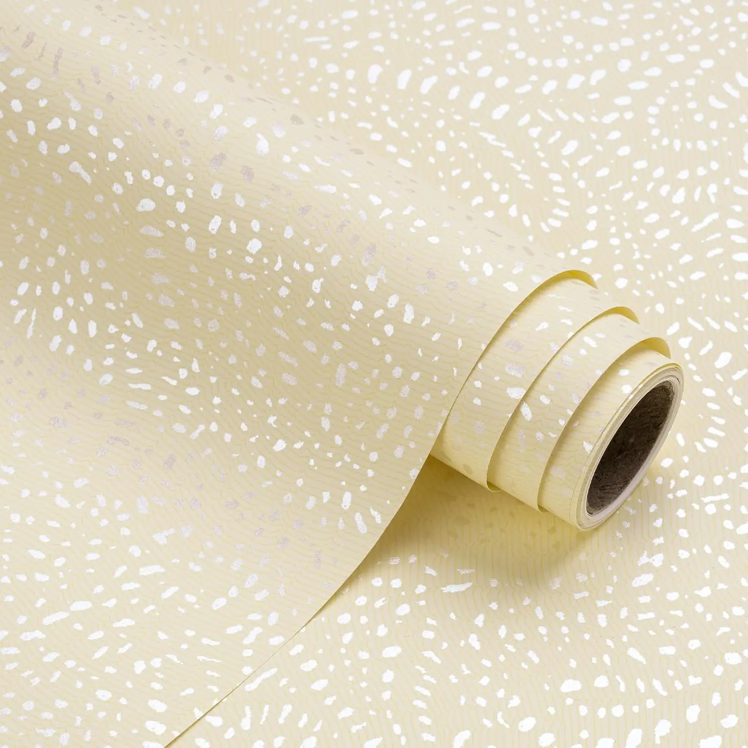 Yellow Wrapping Paper Roll - Mini Roll - 17 Inch x 16.5  - Faint Yellow with  Design  for Birthday, Holiday, Wedding,  Shower