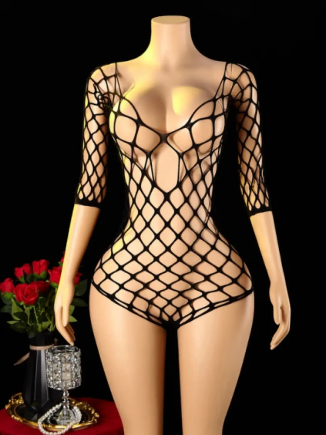 Women's Sexy Sheer Mesh One-Piece Trendy Monokini Swimsuit, All-Season Sleeveless Design, Perfect for Poolside or Beach Parties, Elastic Clubwear, Swimwear Monokini