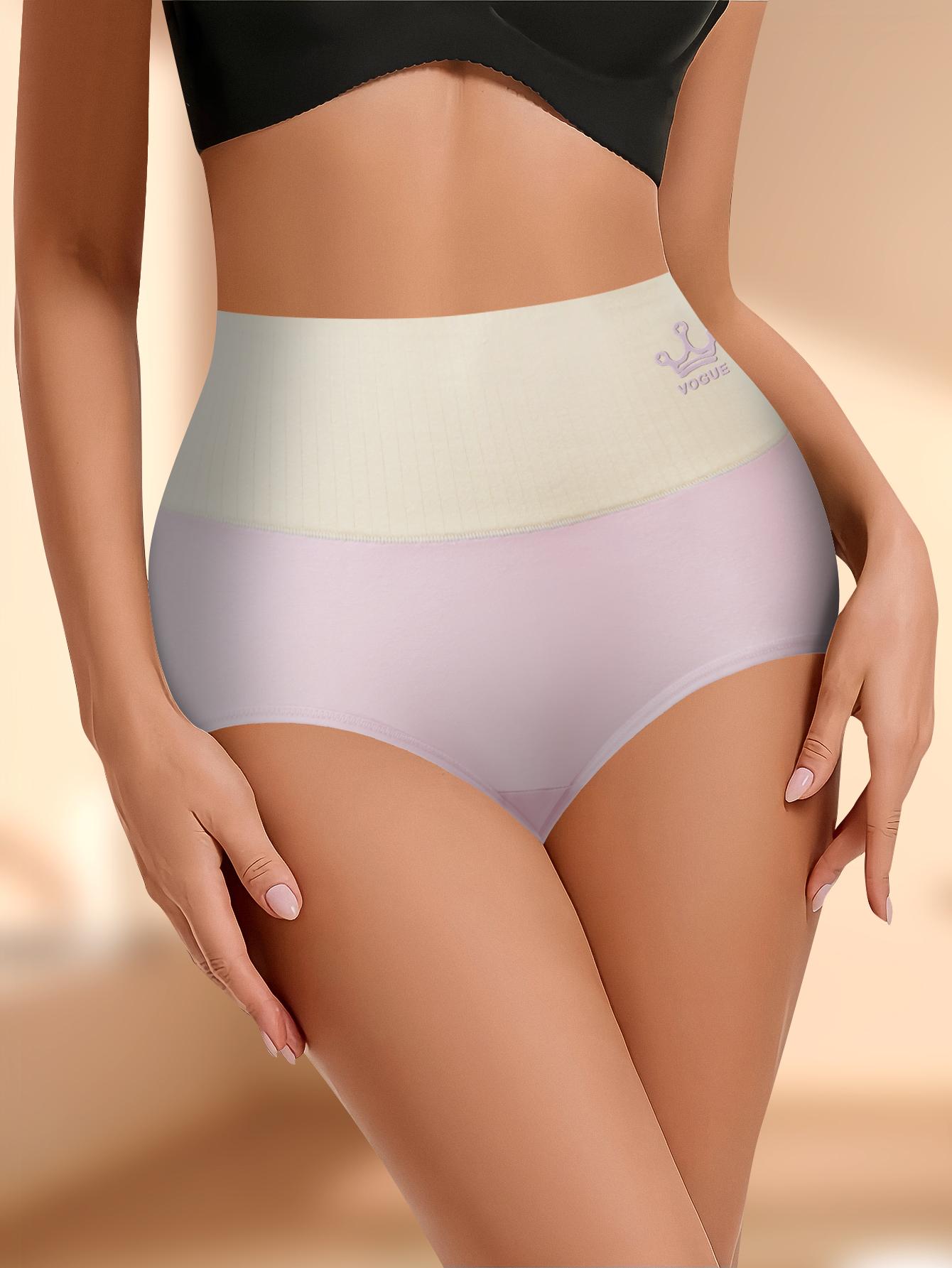 QUASTI 7-Piece High Waisted Cotton Women's Underwear, Featuring Color Blocking Design, Daily Comfortable Skin Friendly Underwear, High Elasticity Anti Rolling And Hip Lifting Women's Underwear, Cute, Elegant & Fashionable Underwear, Minimalism, S-XXL