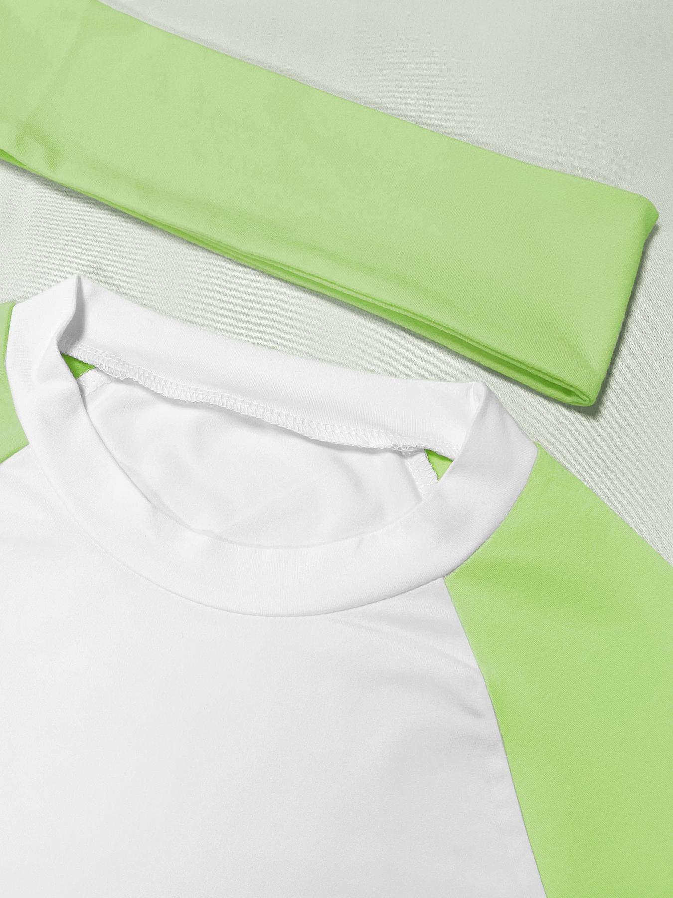 Women's 3-Piece Color Block Round Neck Short-Sleeve T-Shirt & High-Waisted Shorts & Headband Sporty Set, Casual Streetwear, Casual Sportswear Set, Casual Sportswear Outfit