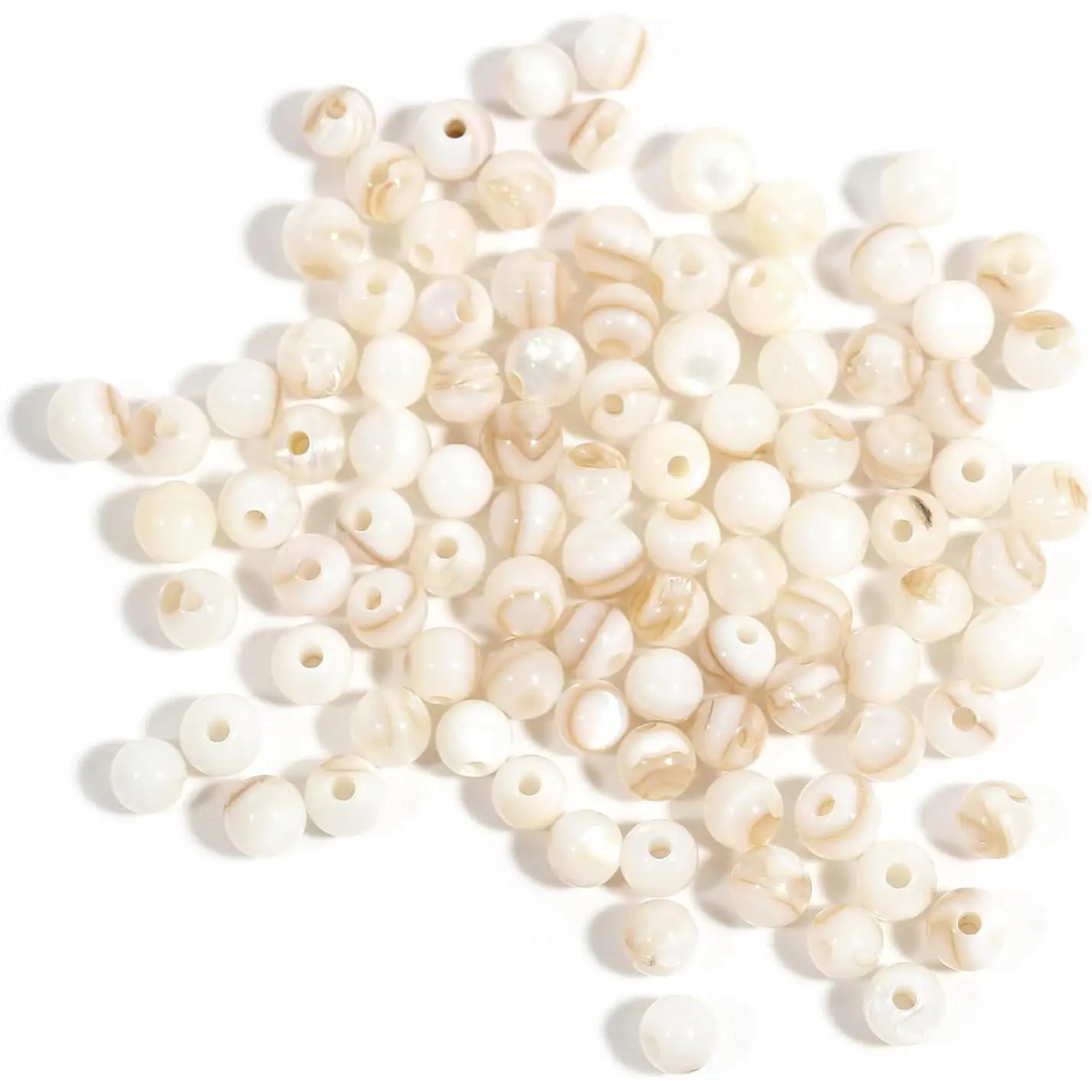 100 count  White Mother of  Beads Shell Beads for  Making | 100 count - 4mm Mother of  Shell Beads Shell Beads for  Making Beads for Crafts   Beades Round Beads