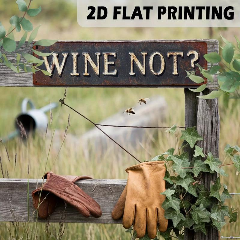 1PC 2D Plane, Retro "Wine Isn't It?"Metal Sign - Kitchen, Bar, Winery and Home Country Wall Decor, 9.91x 39.88cm , Metal Wall Art Decoration