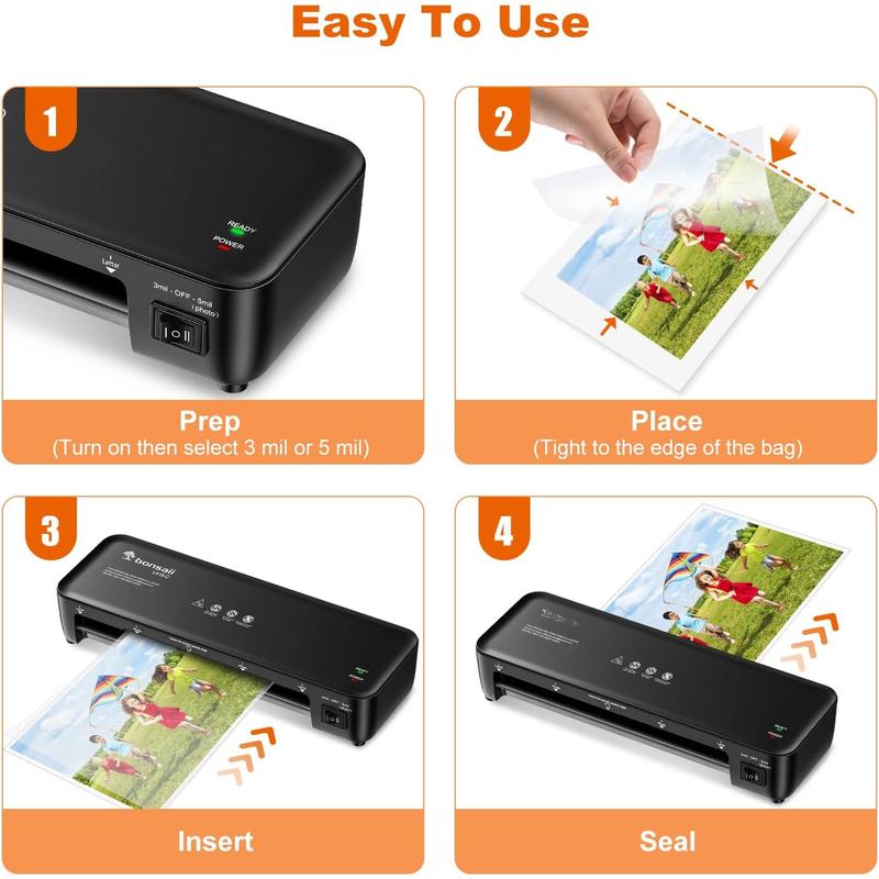 Laminator, 9 Inch 4 in-1 Thermal Laminator Machine Never Jam Technology with 40 Laminting Sheets, Paper , Corner Rounder for  Office School Business