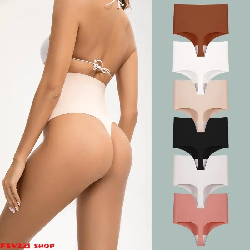 Women's High-Waisted Seamless Tummy Control Underwear - 6/3/1PCS Soft Stretch Plain Shaping Briefs for Casual Wear & Everyday Use, Blush, 3-Pcs