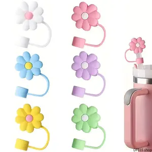 Washable Soft Silicone Straw Topper And Spout Lid Set Flexible Dust Proof Multi Color Mold Standard Caliber For Large Capacity Travel Tumblers Daily Beverage Portable Replacement Cup Accessory