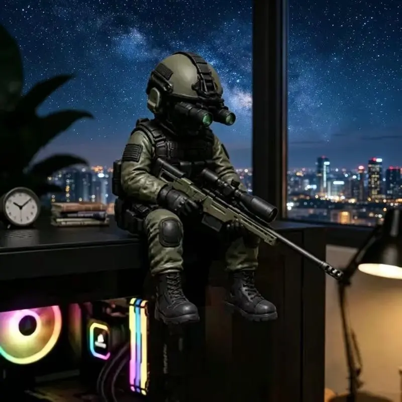Hardcore Tactical Mini Special Forces Figure, Night Vision Soldier Statue, Military Desk Decor, Unique Collectible Gift, Collectible Minifigures