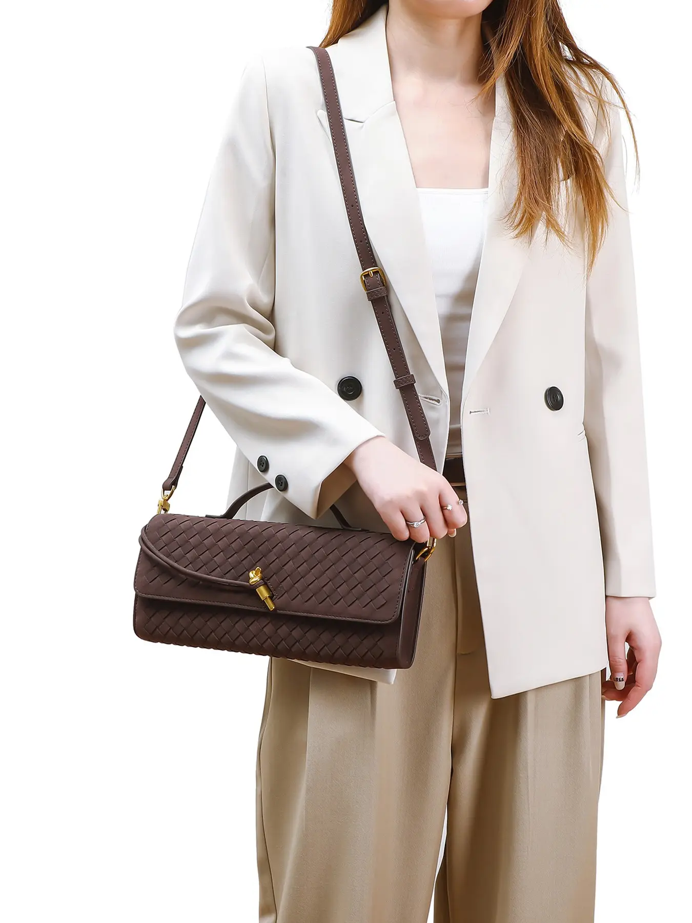 Elegant Braided Shoulder Bag, Fashionable Croissant Handbag, Luxurious Texture Evening Bag, Women's Crossbody Purse, Unique Design