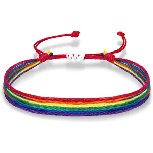 Handmade Pride Bracelets LGBTQ Rainbow Trans Bracelets Gay Lesbian Bisexual String Bracelets Set for Women Pride Accessories Gifts