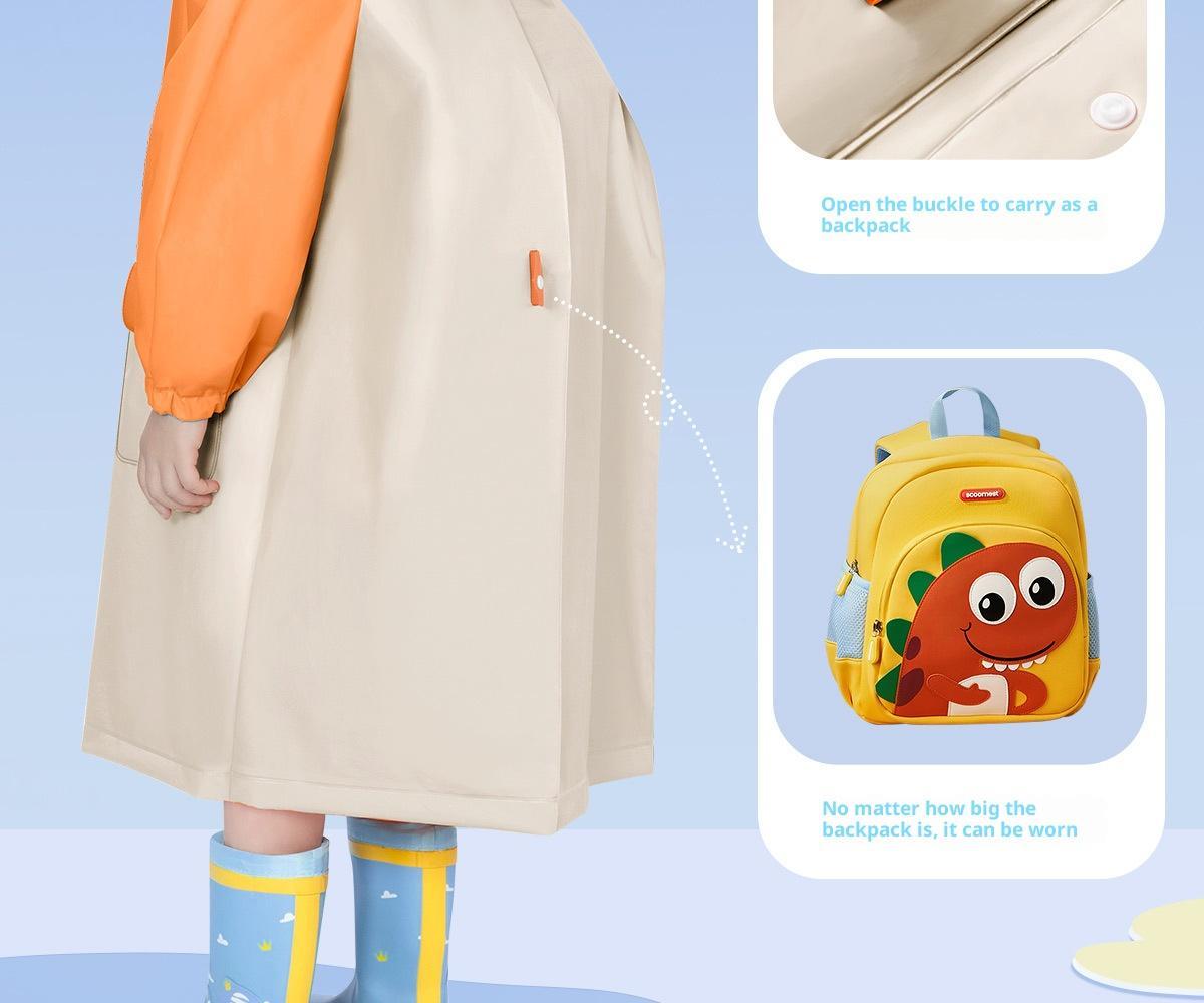 College style kindergarten with backpack, full body waterproof raincoat and raincoat