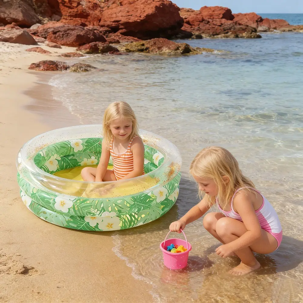 3 Ring Inflatable Kids Pool Transparent PVC Water Basin, Folding Kiddie Pool Portable Foldable Toddler Swimming Pool For Indoor Backyard Garden Summer Outdoor Water Play