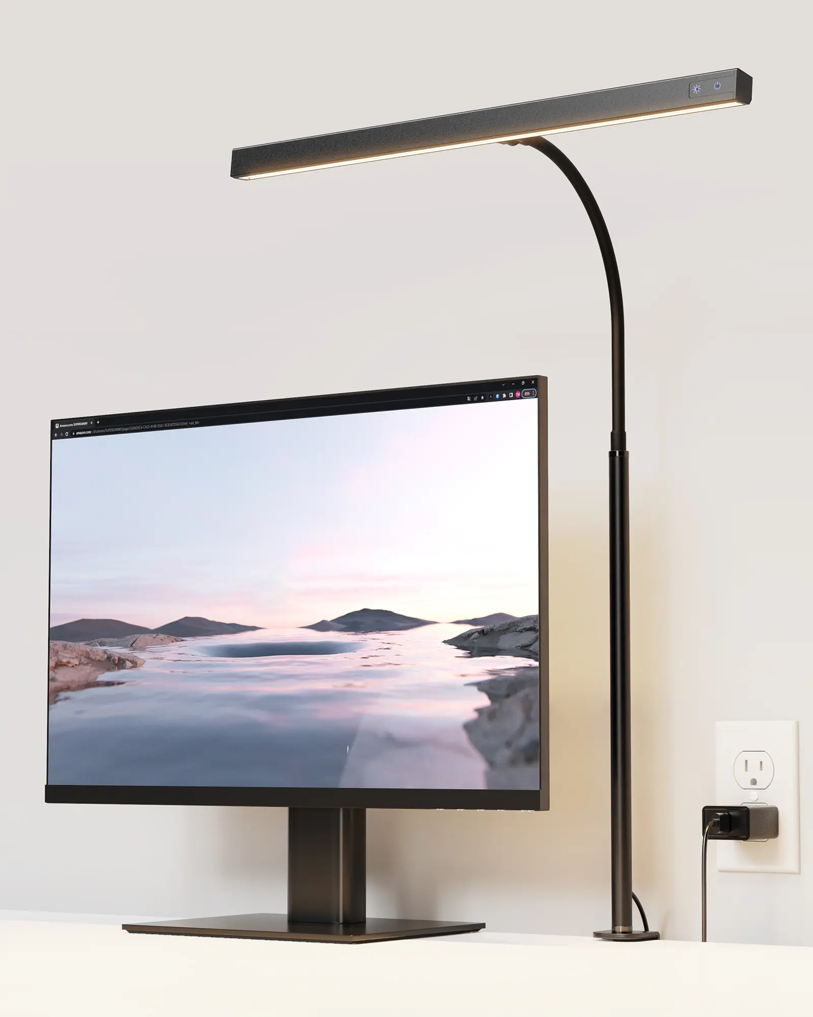 SUPERDANNY LED Desk Lamp for Office Home, Eye-Caring Desk Light with Adjustable Gooseneck, 12W Touch Control Dimmable Brightness, Architect Clamp Lamp with USB Adapter for Reading Study Workbench