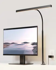 SUPERDANNY LED Desk Lamp for Office Home, Eye-Caring Desk Light with Adjustable Gooseneck, 12W Touch Control Dimmable Brightness, Architect Clamp Lamp with USB Adapter for Reading Study Workbench