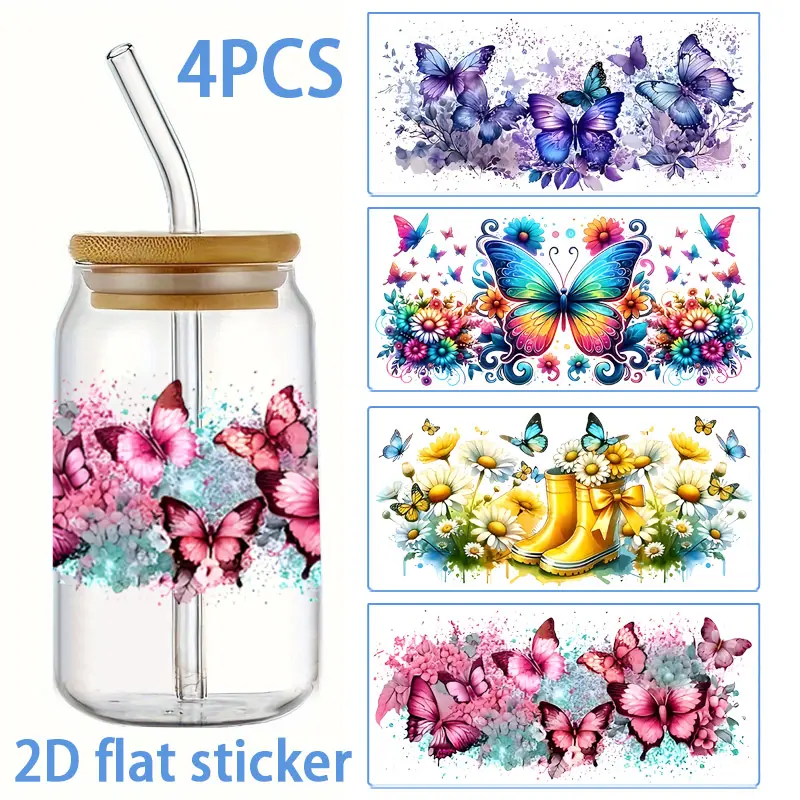 4pcs/sheet Vintage Tea Book Floral Design Cup Packaging Stickers， including teacups， books， flowers elements， selfadhesive paper suitable for mugs， water bottle cups， furniture， DIY packaging transfer stickers  Perfect for DIY crafts and decorations