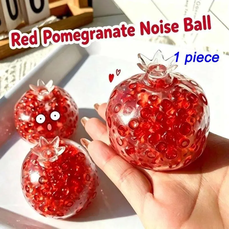 Red Pomegranate Crunchy Stress Ball Fidget Toys Squishy Fidgets Handmade Pomegranate Ball Squeeze Toy Stretchable Relieve Anxiety Toy for Adult Stress Relief Squishy