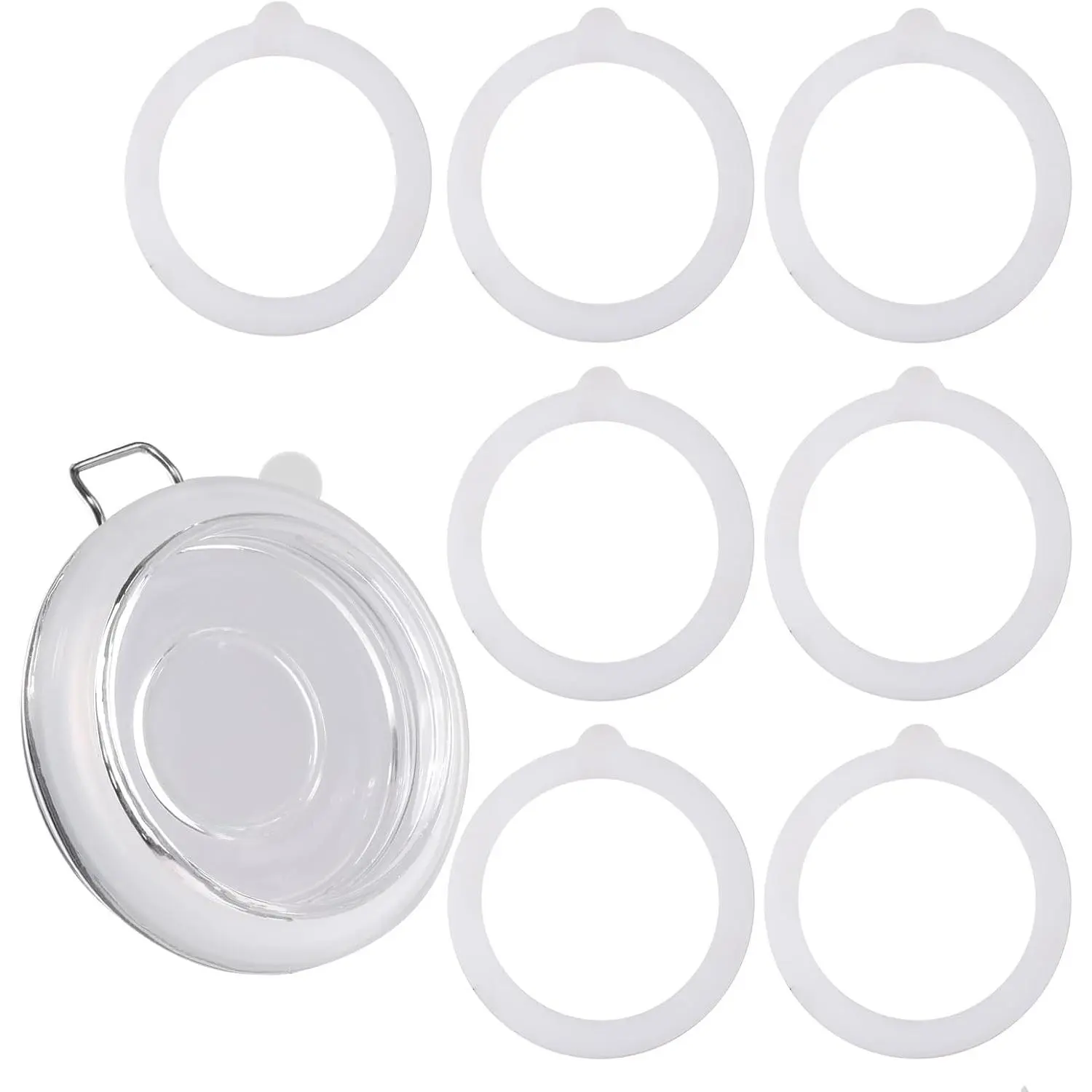 7 Pack Rubber Seals for Glass Jars, Airtight  Jar Gaskets, Leakproof Rubber Gasket for Canning Mason Jars - 3.75 Inches Diameter, Fits  Sizes (White)