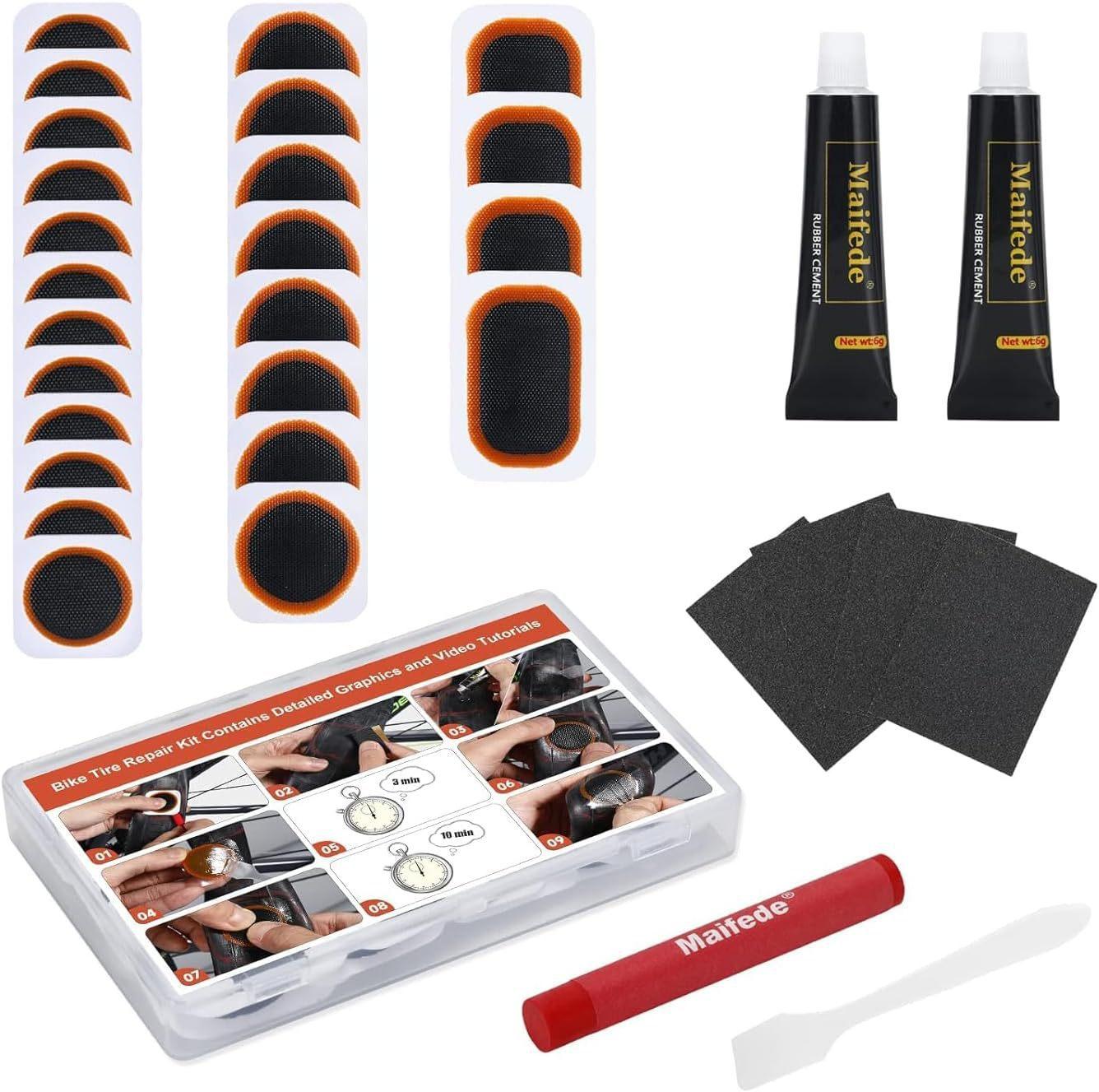 Universal Portable Bicycle Tire Repair Kit with Cold Patch Glue for All Bike Types