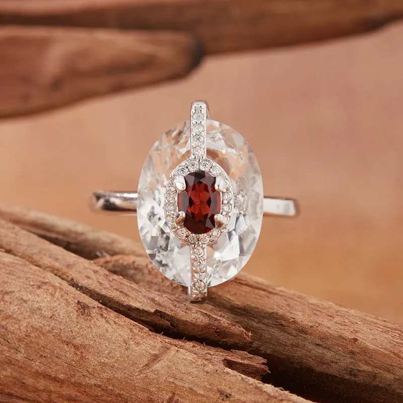 Natural garnet ring