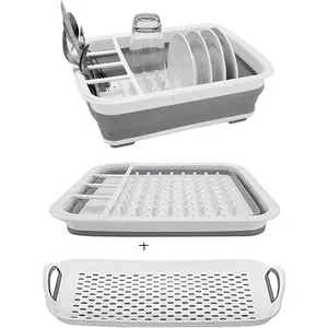 camper must haves dish drying rack Collapsible Dish Drying Rack Portable Dinnerware Drainer Organizer for Kitchen RV Campers Travel Trailers Space Saving Kitchen Storage Rack Tray (with Drainboard)