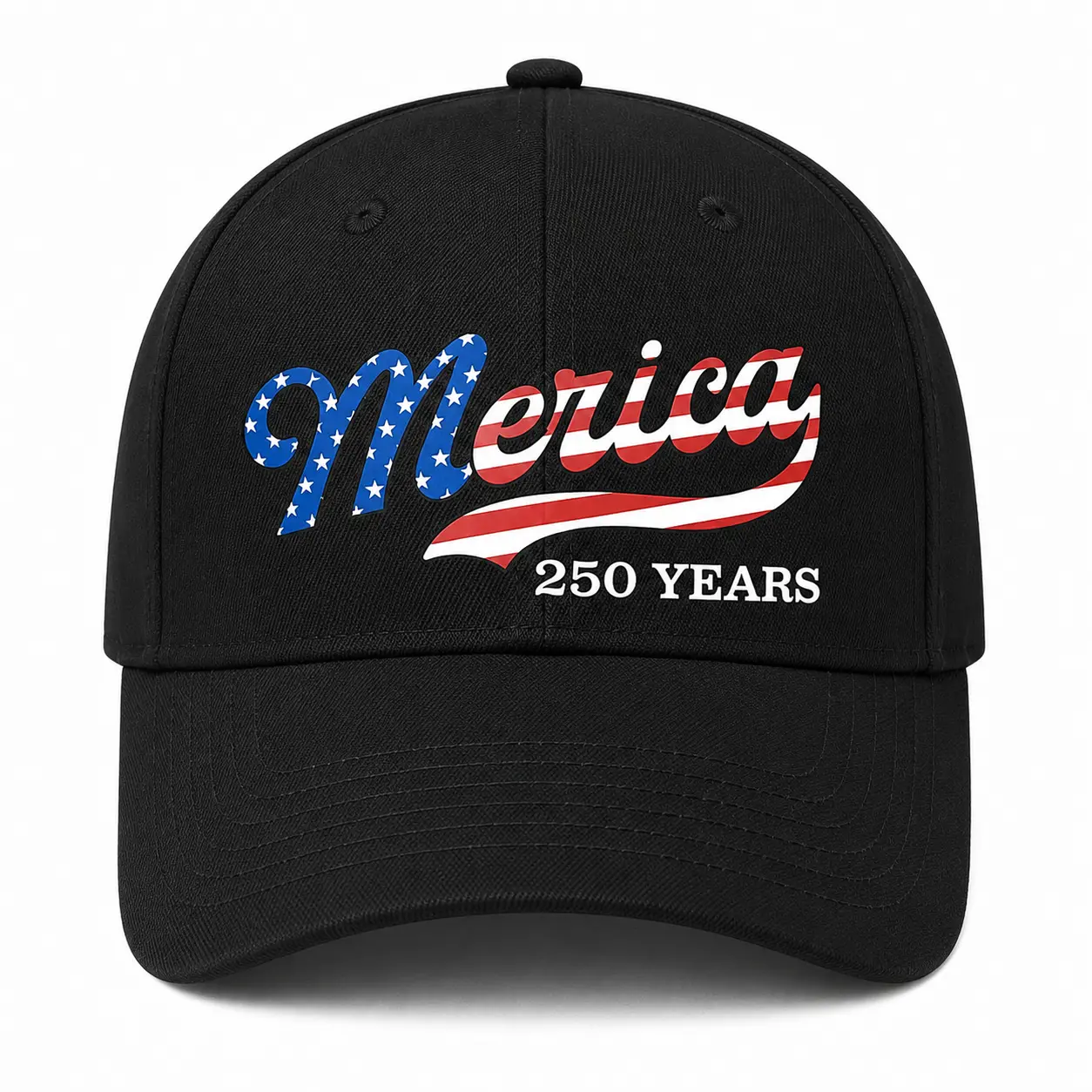 Stars and Stripes Fitted Cap, Unisex Washed Cotton Twill Dad Hat, Low-Profile Adjustable 6-Panel Crown, Wrinkle Resistant, Fashionable Hats, America250