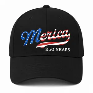 America 250 Years Baseball Cap, Black Adjustable Patriotic Hat for Men Women, USA Flag Letter Graphic Cap, 4th of July Outdoor Hat, Independence Day Gift Father's Day Gift
