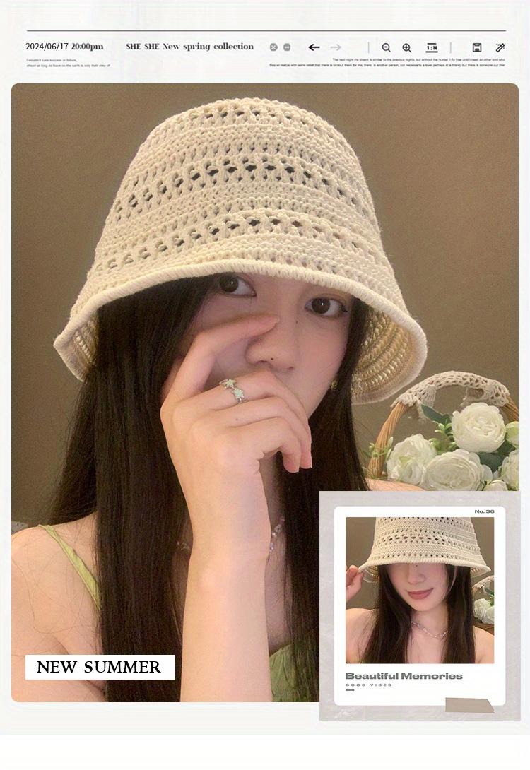 1 piece of 2026 new summer women's hollow sun hat, breathable and thin fashion design, suitable for shopping and traveling