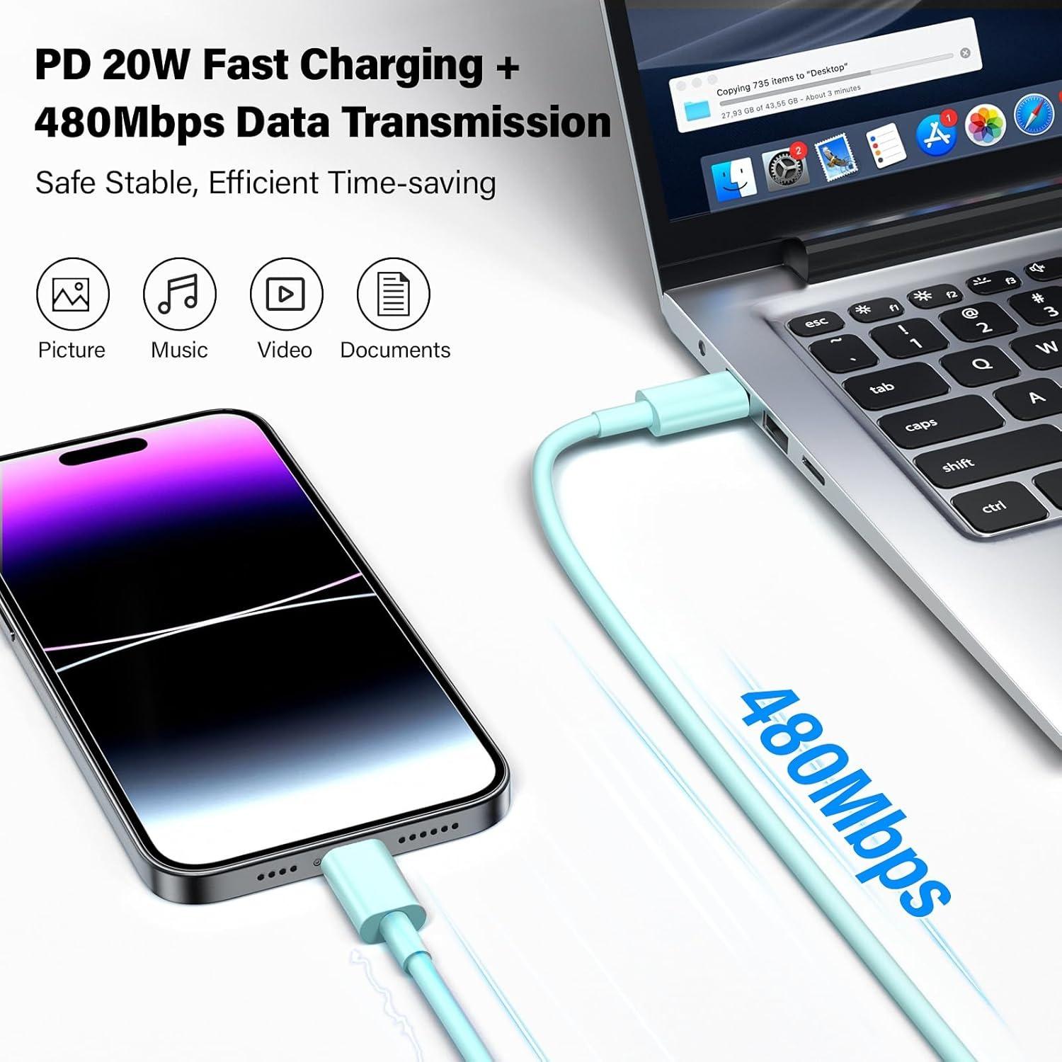 For iPhone 17 Charger Fast Charging,40W Dual USB C Charger Block with 10FT USB C-C Charging Cables with Phone 17/15/16Pro Max/16Plus,15Plus/15Pro/15Pro Max,Pad Pro/Air