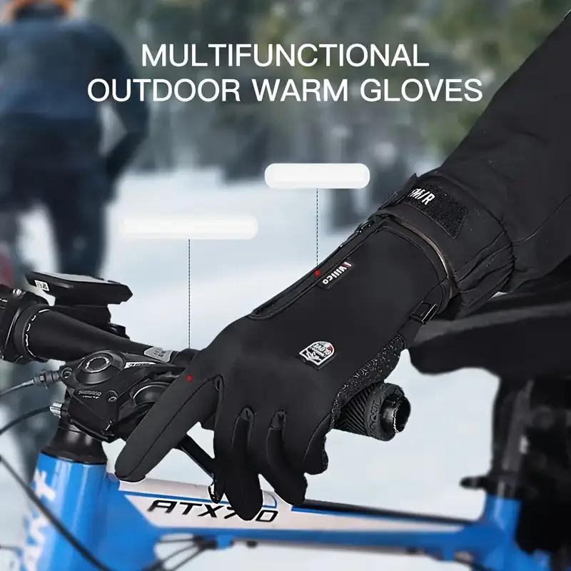 2 Pairs Men's and Women's Winter Bike Gloves - Windproof, Warm Touchscreen Gloves with Zipper Closure, Suitable for Skiing, Cycling, and Outdoor Sports - Perfect for Halloween, Christmas, Valentine's Day, Thanksgiving, Winter Sports Gear |     Zipper Glov