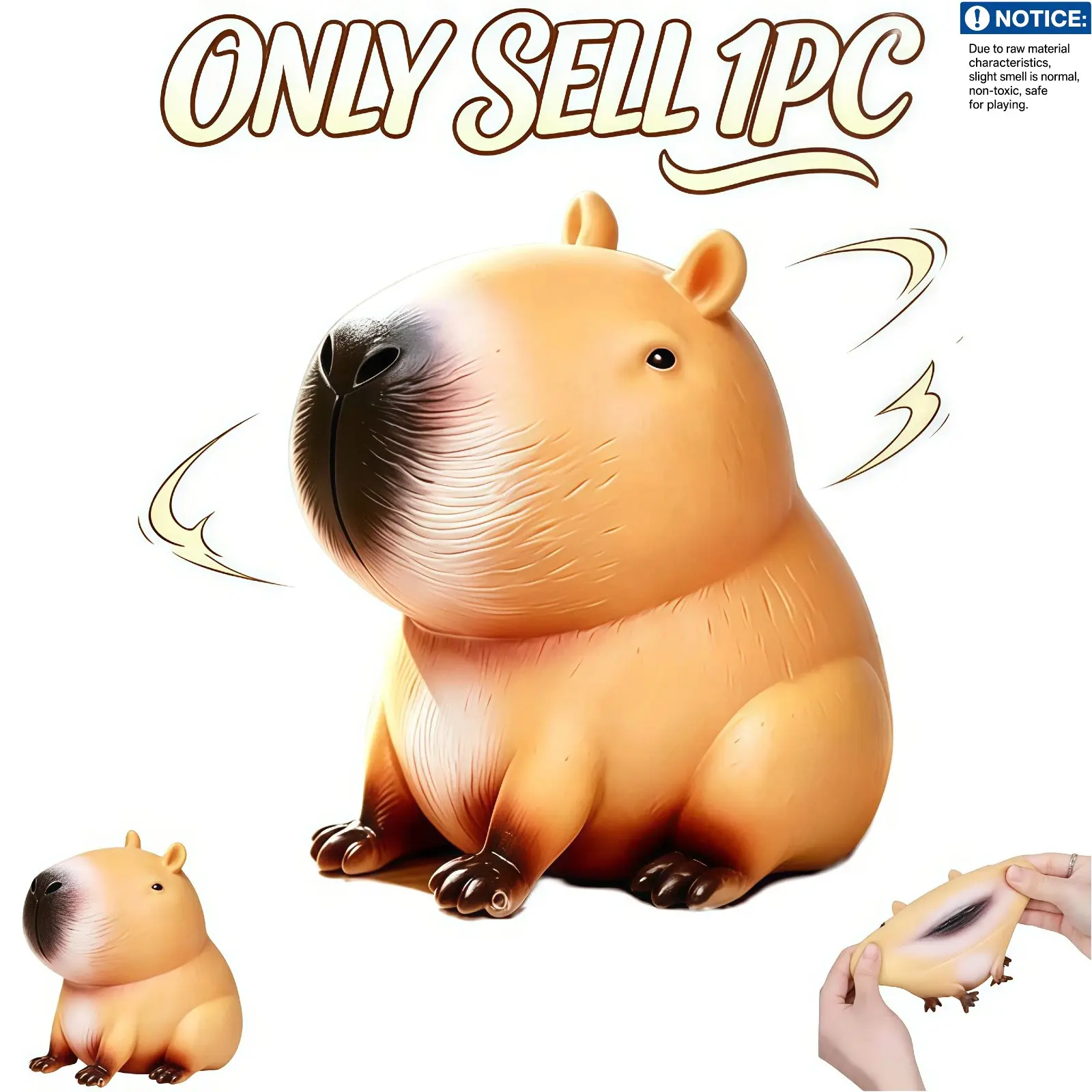 Giant Capybara Squeeze Toy - Cute Capybara Squishy Stress Ball, Soft Fidget Toy for Kids, Party Favor, Birthday Gift for Boys & Girls, Squishy Stress Relief