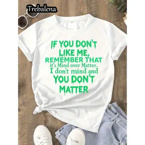 Women's Plus Size Mind Over Matter T-Shirt Bold Statement Casual Crew Neck Short Sleeve Top Printed Eye-catching Text Spring Summer Top Mother's Day Anniversary Gift Machine Washable