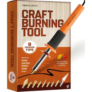 Wood Burning Tool Pen - Craft Burning Tools for Adults & Teens - Wood Burner Kit, Engraver, Carver, Pyrography, Woodburning - Includes 9 Premium Tips - Adjustable Temperature Control