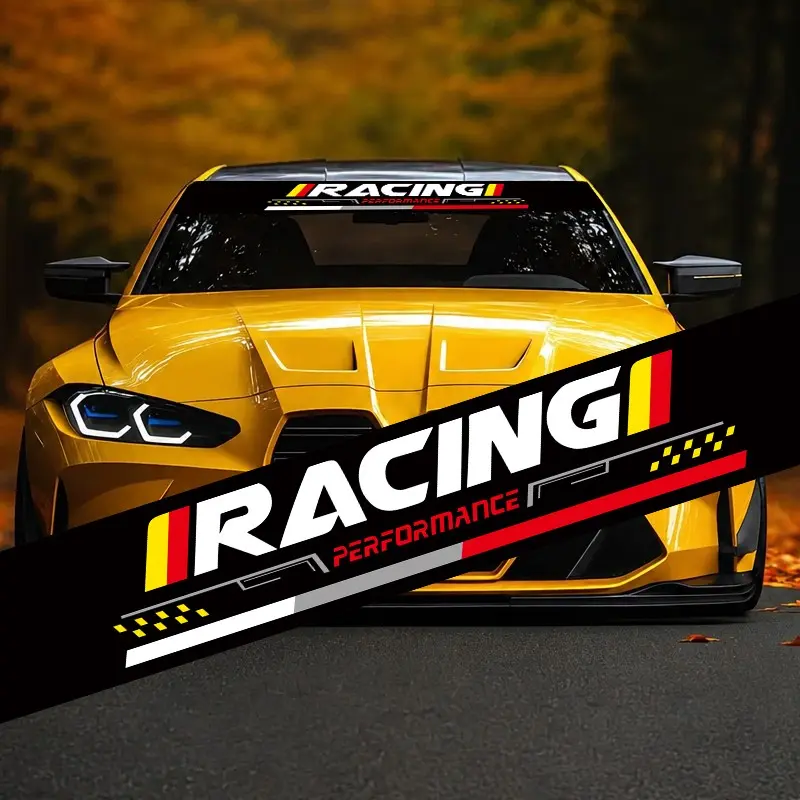 [racing] Car Windshield Sticker, Decorative Vinyl Decal, Waterproof Durable Self-Adhesive, Suitable for All Vehicle Models