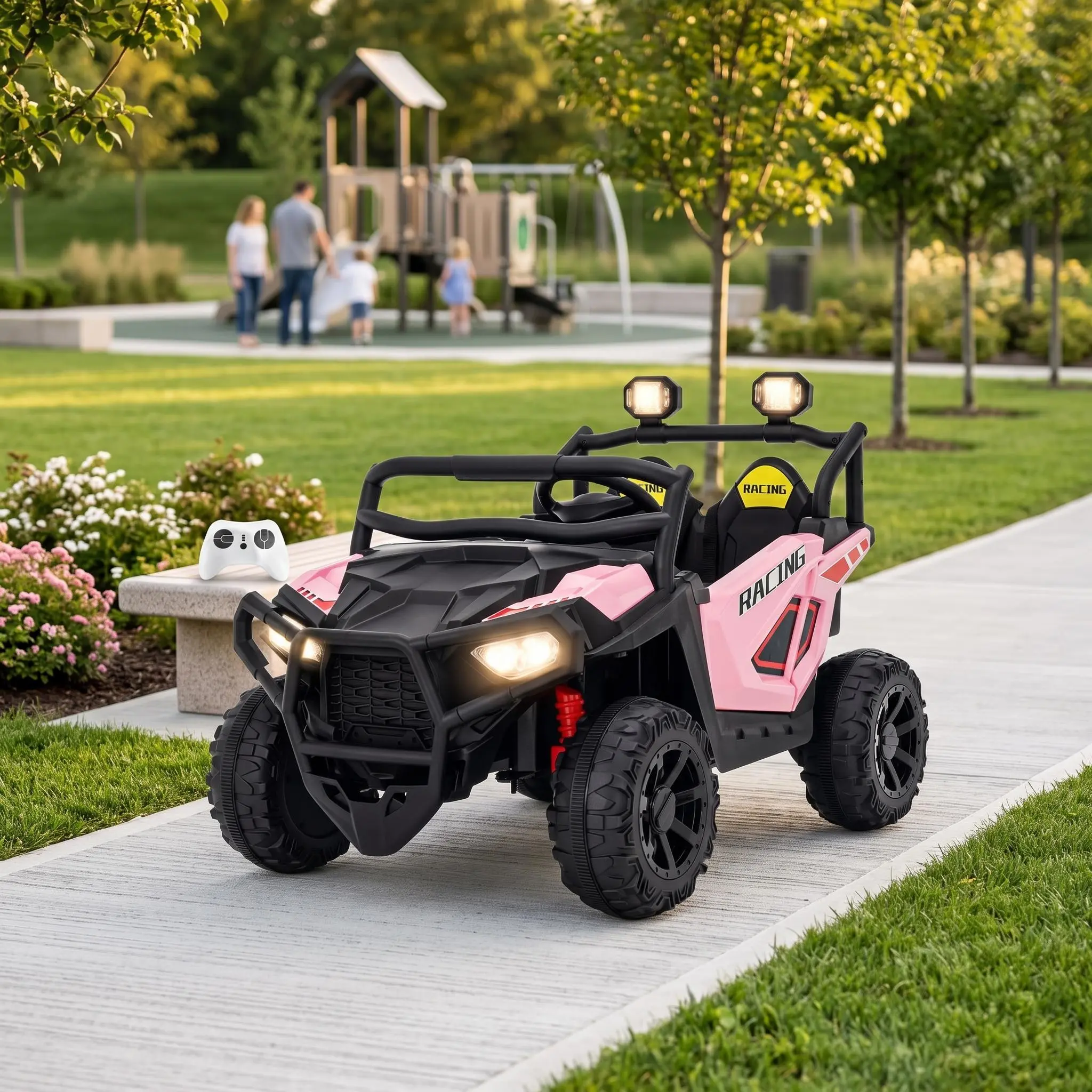 【IdealHouse】24V 2-Seater UTV Ride-On for Kids! Remote, 4-Wheel Suspension, 3 Speeds, LED Lights & Wireless – Power for Little Adventurers Ages 2-8! 🚙💜