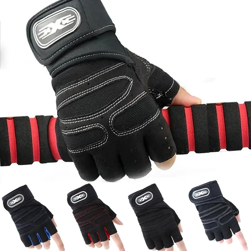 1 Pair Half Finger Gym & Outdoor Sports Gloves, Wrist Support Non-Slip Work Out Gloves for Men & Women, Breathable Sporty Design Training Gloves for All Activities, Athletic Accessory, Workout Accessory