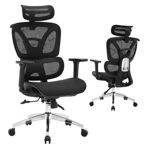Ergonomic Mesh Office Chair with Adaptive Lumbar Support - Adjustable Headrest, Lumbar Support, 3D Armrests, Breathable Mesh Fabric, and Dynamic Tracking System for Home and Office Use