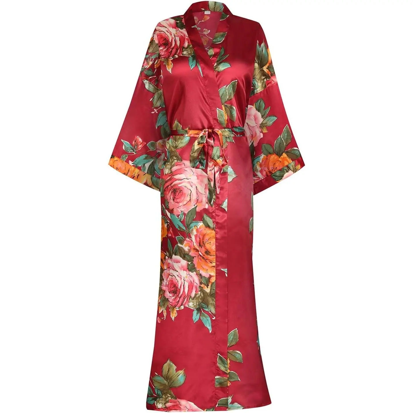 Kimono Robes For Women Floral Long Lightweight Silky Sleepwear bridal Dressing Gown