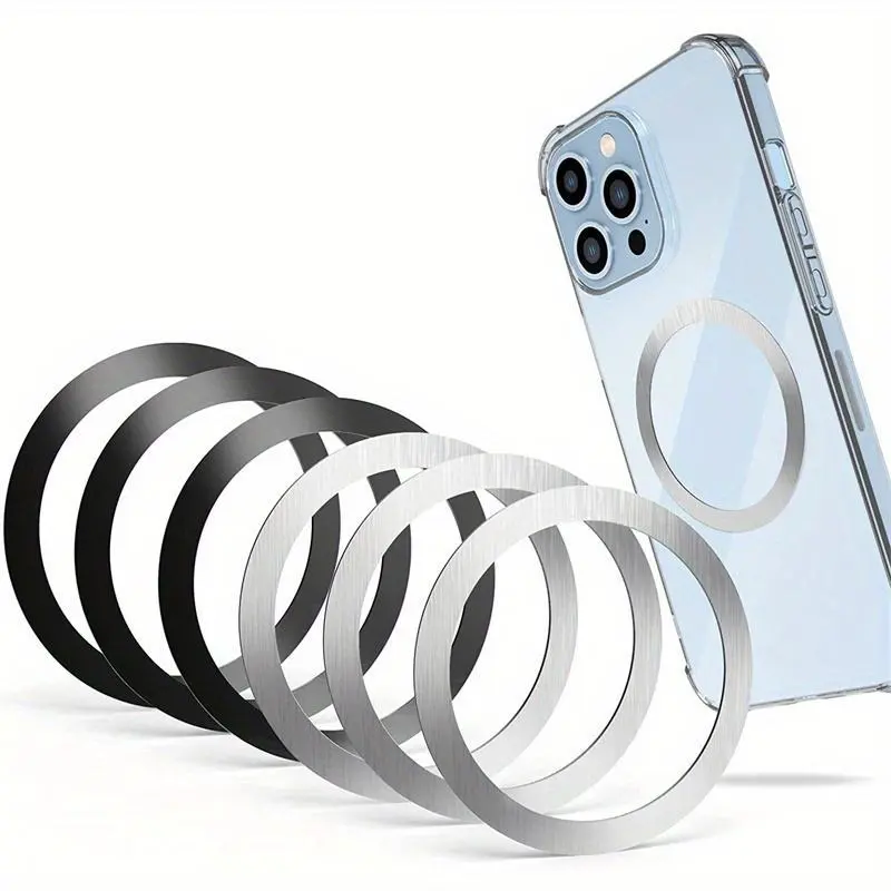 3pcs Magnetic Silicone Metal Sheet Finger Ring Stickers - Cellphone Accessories for MagSafe Wireless Charging, Car Smartphone Mounts, 3 Pcs
