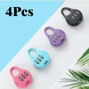 2/4 macaroon mini locks with combination knob and key entrance. Digital locks are suitable for suitcases, drawers, boxes, backpacks and laptop bags (easy-to-use key locks).