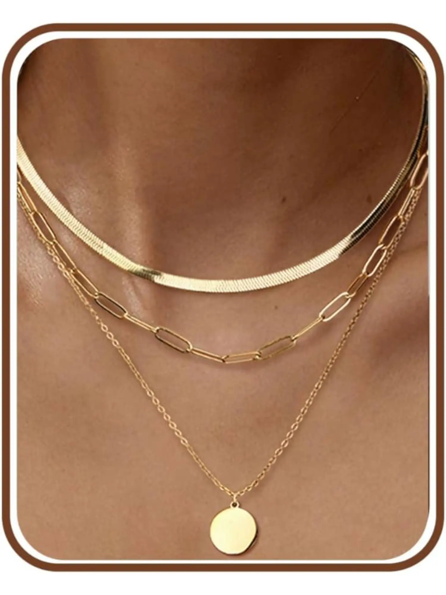 3 Pcs Stackable 14K Gold Plated Necklace Set for Women, Adjustable Stainless Steel Cross Coin Heart Pendant Chains, Gold Silver Layering Jewelry for Daily Wear, Dating, Party, Wedding, Travel & Work Office